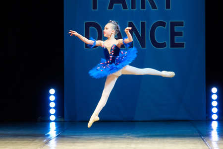 MINSK-BELARUS, OCTOBER 28: unidentified ballerina little girl dancer performs in The 'Fairy Dance' International dance festival, on October 28, 2016 in Minsk, Republic of Belarusのeditorial素材