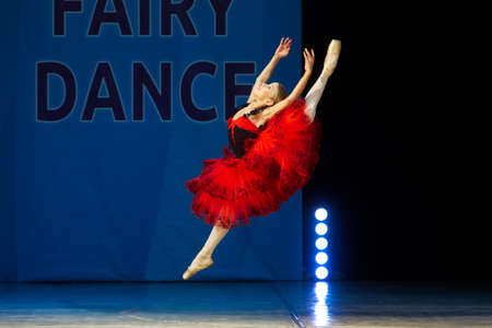 MINSK-BELARUS, OCTOBER 28: unidentified ballerina little girl dancer performs in The 'Fairy Dance' International dance festival, on October 28, 2016 in Minsk, Republic of Belarusのeditorial素材