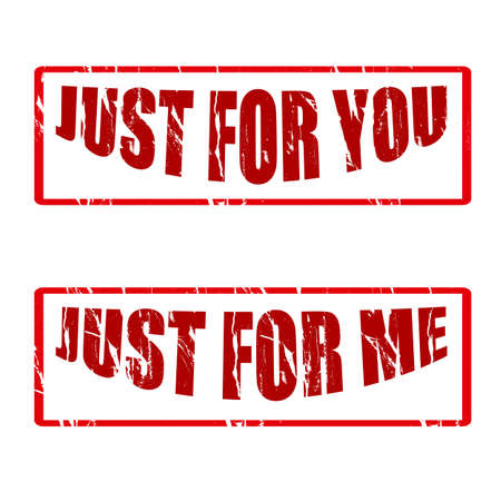 Set of stamps with text just for you and just for me inside, vector illustrationのイラスト素材