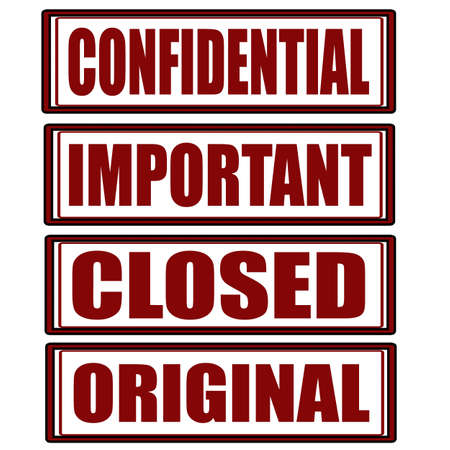 Set of stamps with words confidential,important,closed and original inside, illustrationのイラスト素材