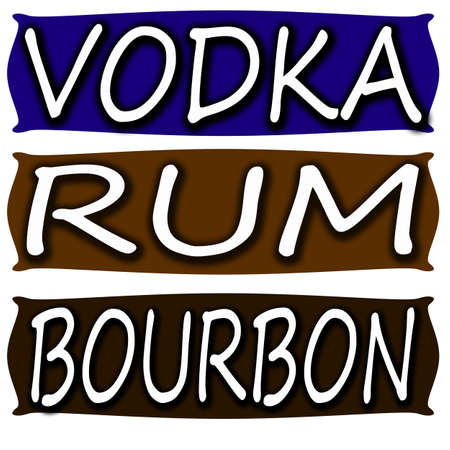 Stamp with words vodka,rum and bourbon inside, vector illustrationのイラスト素材