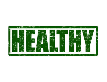 Stamp with word healthy inside, vector illustrationのイラスト素材