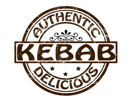 Stamp with text authentic kebab inside, vector illustrationのイラスト素材