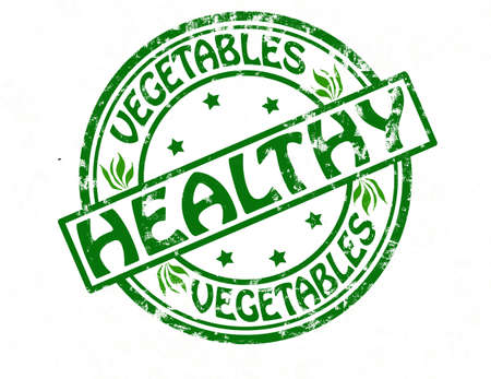 Stamp with word healthy inside, vector illustrationのイラスト素材