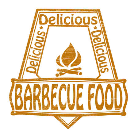 Stamp with text barbecue food insideのイラスト素材