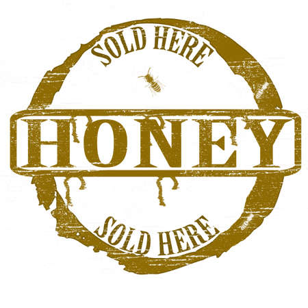 Stamp with word honey inside, vector illustrationのイラスト素材
