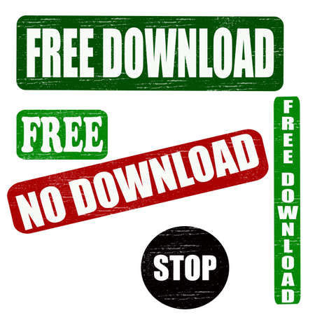 Set of stamps with text free download and no download inside, vector illustrationのイラスト素材
