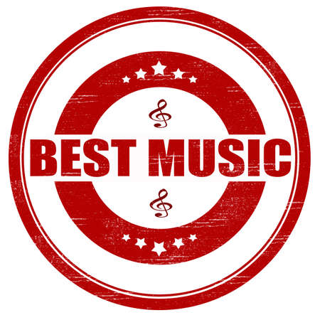 Stamp with text best music inside, vector illustrationのイラスト素材