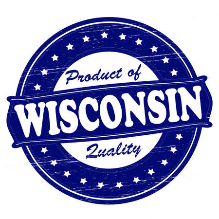 Stamp with text product of wiscomsin inside, vector illustrationのイラスト素材