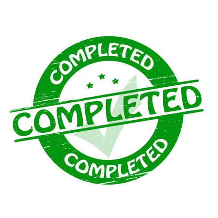 Stamp with word completed inside, vector illustrationのイラスト素材