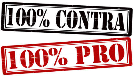 Stamp with text one hundred percent pro and contra inside, vector illustrationのイラスト素材