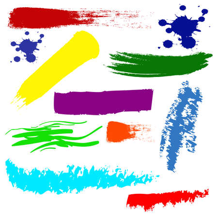 Vector set of colorful brush strokesのイラスト素材