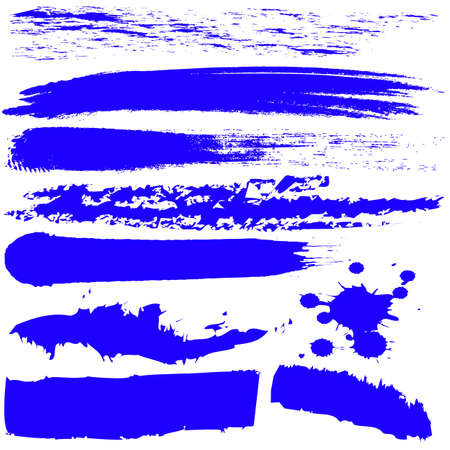 Vector set of grunge brush strokes on white backgroundのイラスト素材