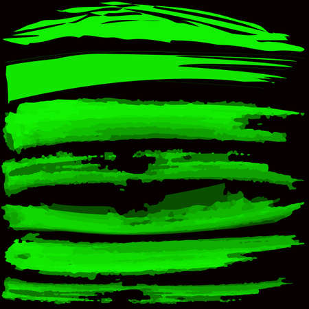 Vector set of grunge brush strokes on black backgroundのイラスト素材