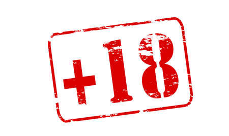 Rubber stamp with text plus eighteen inside, vector illustrationのイラスト素材