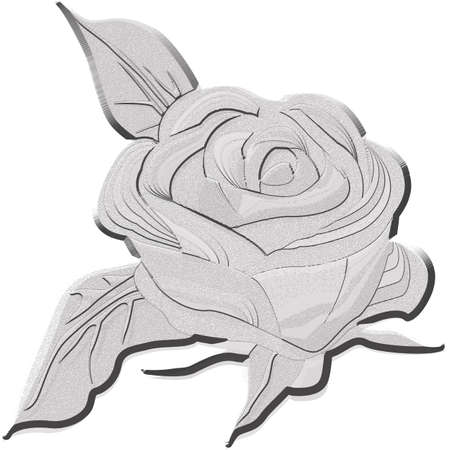 Gray silhouette of rose with leaves. Vector illustration.のイラスト素材