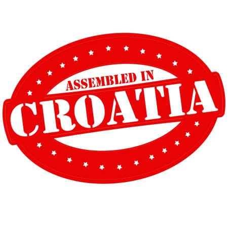 Stamp with text assembled in Croatia inside, illustrationのイラスト素材