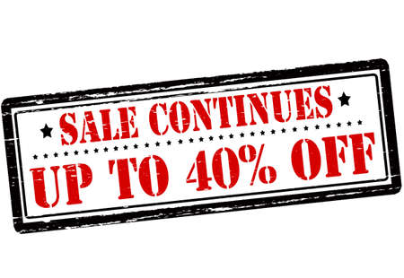Stamp with text up to forty percent off inside, vector illustration