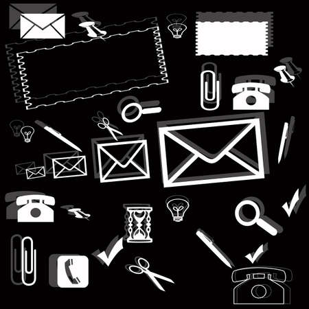 Black background with different thingsのイラスト素材