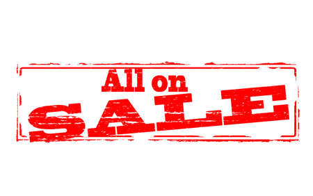 Rubber stamps with text all on sale inside, vector illustrationのイラスト素材