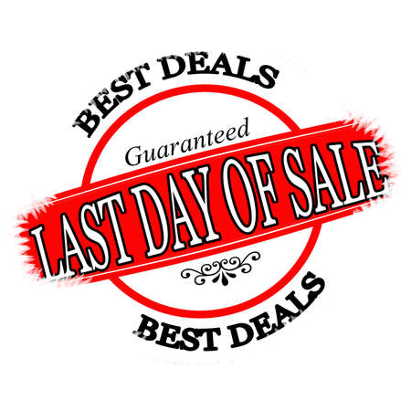 Rubber stamp with text last day of sale inside, vector illustration
