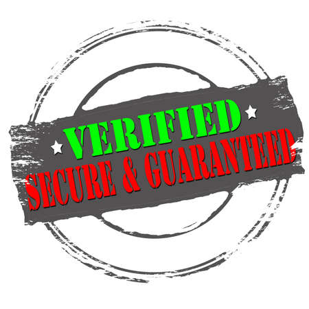 Rubber stamp with words verified secure and guaranteed insideのイラスト素材