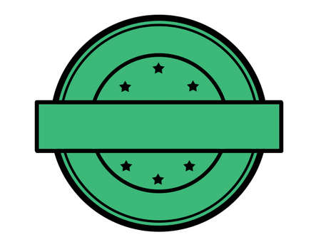 Round green stamp with starsのイラスト素材