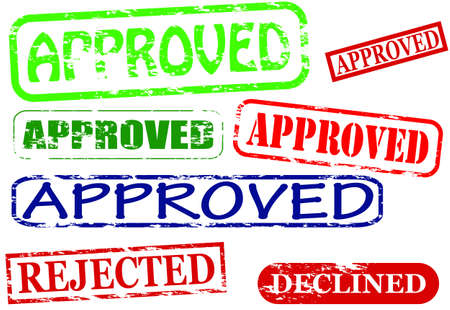 Set of stamps with different words  inside, vector illustrationのイラスト素材