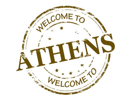 Rubber stamp with text welcome to Athens inside illustrationのイラスト素材