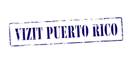 Rubber stamp with text visit Puerto Rico in Haitian language inside illustrationのイラスト素材