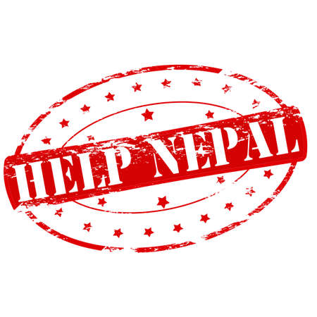 Rubber stamp with text help Nepal inside, vector illustrationのイラスト素材