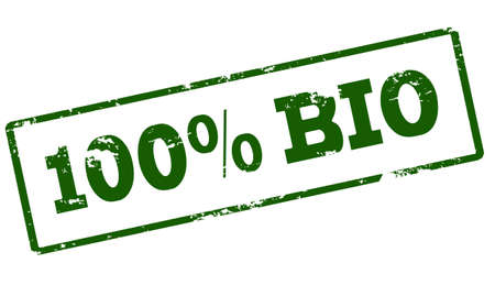Rubber stamp with text one hundred percent bio inside, vector illustrationのイラスト素材