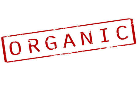 Rubber stamp with word organic inside, vector illustrationのイラスト素材