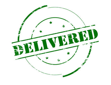 Rubber stamp with word delivered inside, vector illustrationのイラスト素材