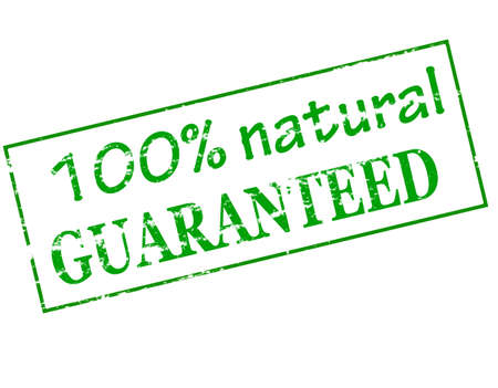 Rubber stamp with text one hundred percent natural guaranteed inside, vector illustrationのイラスト素材