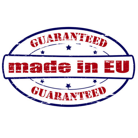 Rubber stamp with text made in EU inside, vector illustrationのイラスト素材