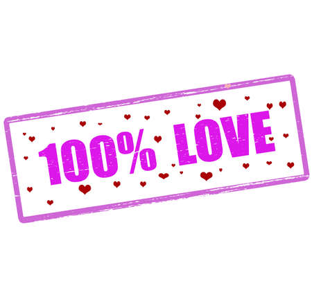 Rubber stamp with text one hundred percent love inside, vector illustration`のイラスト素材