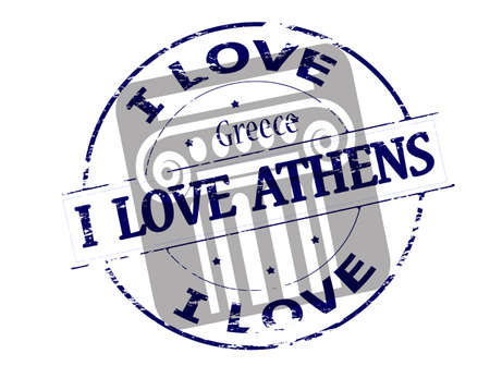 Rubber stamp with text i love Greece inside, vector illustrationのイラスト素材