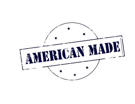 Rubber stamp with text American made inside, vector illustrationのイラスト素材