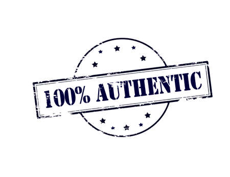 Rubber stamp with text one hundred percent authentic inside, vector illustrationのイラスト素材