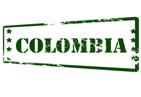 Stamp with word Colombia inside, vector illustrationのイラスト素材