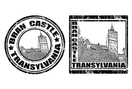 Set of grunge rubber stamp with Bran Castle ,vector illustrationのイラスト素材