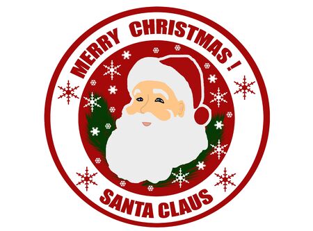Christmas stamp with Santa and word Merry Christmasのイラスト素材
