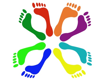 Footprints in different colors illustrationのイラスト素材