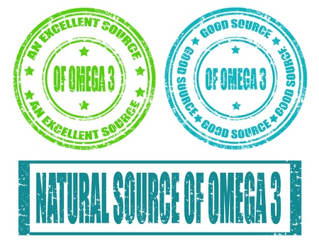 Set of grunge rubber stamps with text Omega 3 insideのイラスト素材