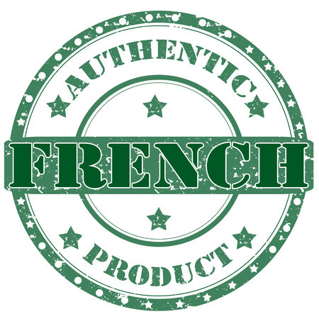 Grunge rubber stamp with text French-Authentic Product,vector illustrationのイラスト素材