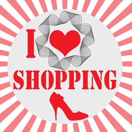 Background with text I Love Shopping,vector illustrationのイラスト素材