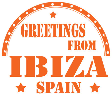 Rubber stamp with text Greetings From Ibiza,vector illustrationのイラスト素材