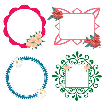 Set of vintage labels with flower,illustrationのイラスト素材