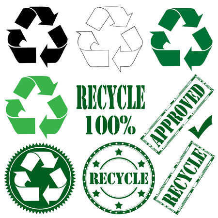 Set of labels with text Recycle illustrationのイラスト素材